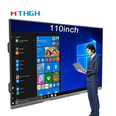 110 ইঞ্চি ইন্টারেক্টিভ টাচ হোয়াইটবোর্ড 350cd/M2 উজ্জ্বলতা স্লাইডিং অল ইন ওয়ান মেশিন